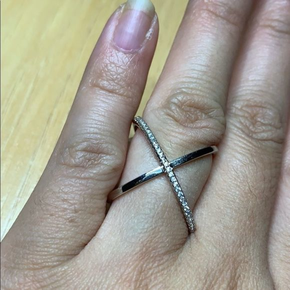X ring in‎ 14kt white gold plated
